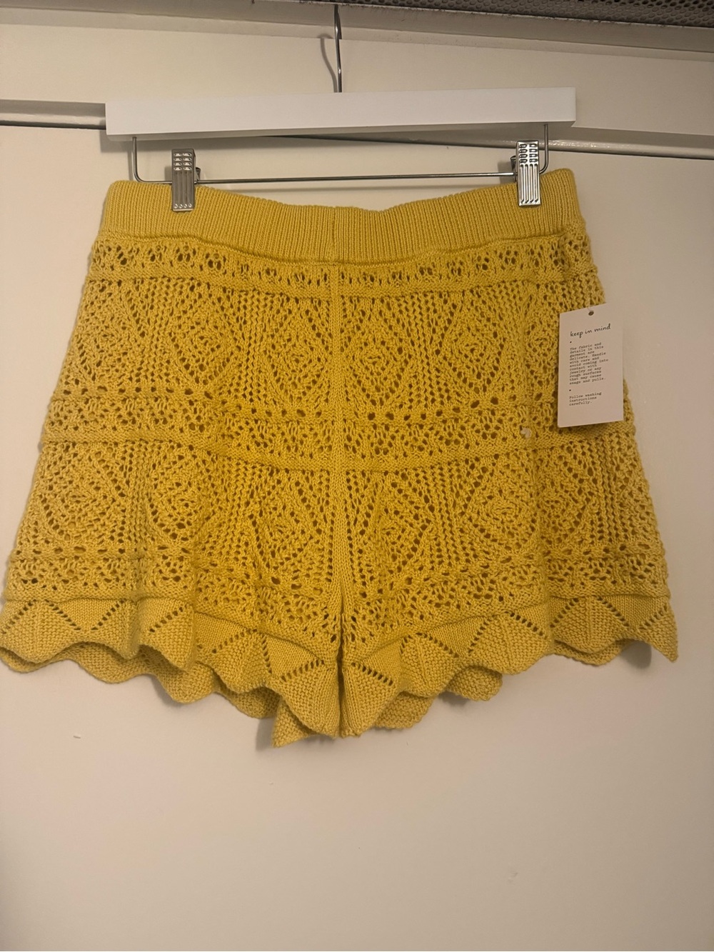 Target Yellow Crochet Knit Scalloped Hem Women's Shorts